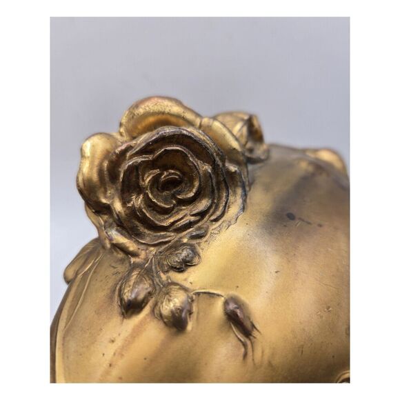 Beautiful Early 1900's Art Nouveau Ornate Gold Sculpted Rose Footed Jewelry Cask - Picture 8 of 9